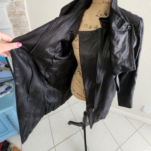ELEVATED ESSENTIALS vintage style faux leather coat jacket size medium - Picture 9 of 13